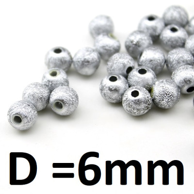 Бусины Фольгированные D=6мм, 1шт Серебро оптом