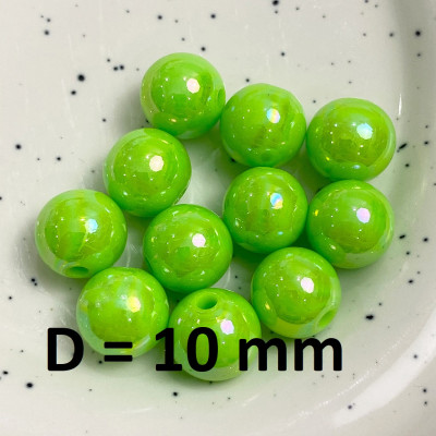 Бусины Глянцевые D=10, 1 гр (2шт) Зелёные оптом