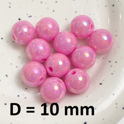 Бусины Глянцевые D=10, 1 гр (2шт) Розовые оптом