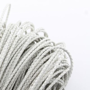 Шнур кожаный плетёный D=3 мм Белый 50 см #2682